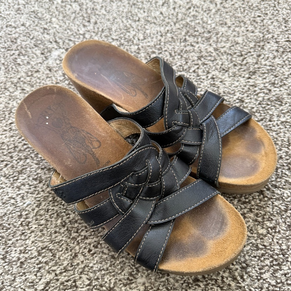 FLY London Gily Strappy Sandals Black SlipOn Size 37 US 6.5